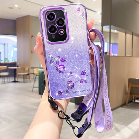 RHINESTONE GLITTER VRTNICA VIJOLIČNI Z VRVICO OVITEK ZA HONOR 200 LITE