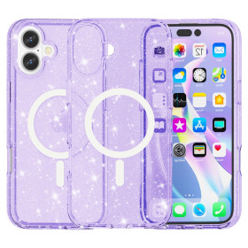 GLITTER POWDER MAGSAFE VIJOLIČNI OVITEK ZA APPLE IPHONE 16 PLUS
