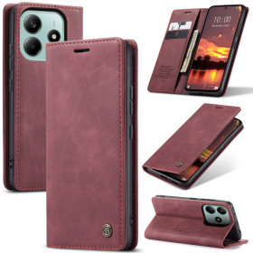 CASEME RETRO AUTO ABSORBED BORDO RDEČ ETUI ZA XIAOMI REDMI NOTE 14 5G