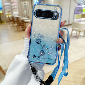 RHINESTONE GLITTER VRTNICA MODER Z VRVICO OVITEK ZA GOOGLE PIXEL 10 PRO XL