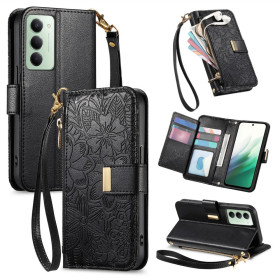 ZIPPER WALLET ODTIS CVETOV ČRN ETUI ZA XIAOMI REDMI 15 5G
