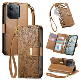 ZIPPER WALLET ODTIS CVETOV RJAV ETUI ZA XIAOMI REDMI 15C 5G / 4G