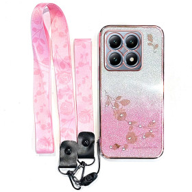RHINESTONE GLITTER VRTNICA ROSE GOLD Z VRVICO OVITEK ZA XIAOMI 15T