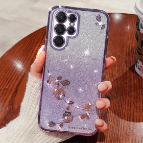 RHINESTONE GLITTER VRTNICA VIJOLIČNI OVITEK ZA SAMSUNG GALAXY S23 ULTRA