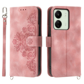 ČIPKA WALLET SVETLO ROZA ETUI ZA XIAOMI REDMI 13C 4G