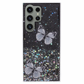 GLITTER BUTTERFLY ČRN OVITEK ZA SAMSUNG GALAXY S23 ULTRA
