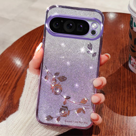 RHINESTONE GLITTER VRTNICA VIJOLIČNI OVITEK ZA GOOGLE PIXEL 9 PRO XL