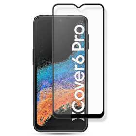 SAMSUNG GALAXY XCOVER6 PRO FIT KALJENO STEKLO S POTISKOM ČRN - FULL GLUE