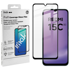 XIAOMI REDMI 15C 5G / 4G IMAK PRO+ FIT KALJENO STEKLO S POTISKOM ČRN - FULL GLUE