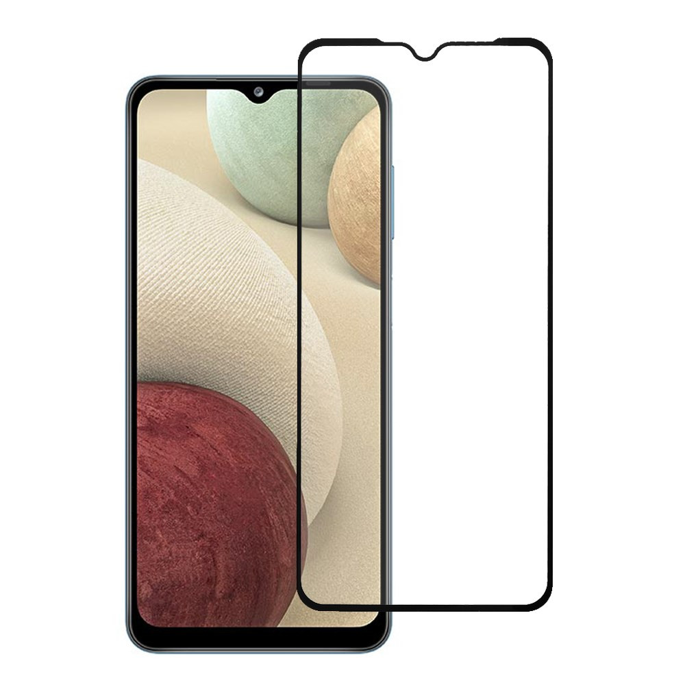 SAMSUNG GALAXY A12 FIT KALJENO STEKLO S POTISKOM ČRN - FULL GLUE