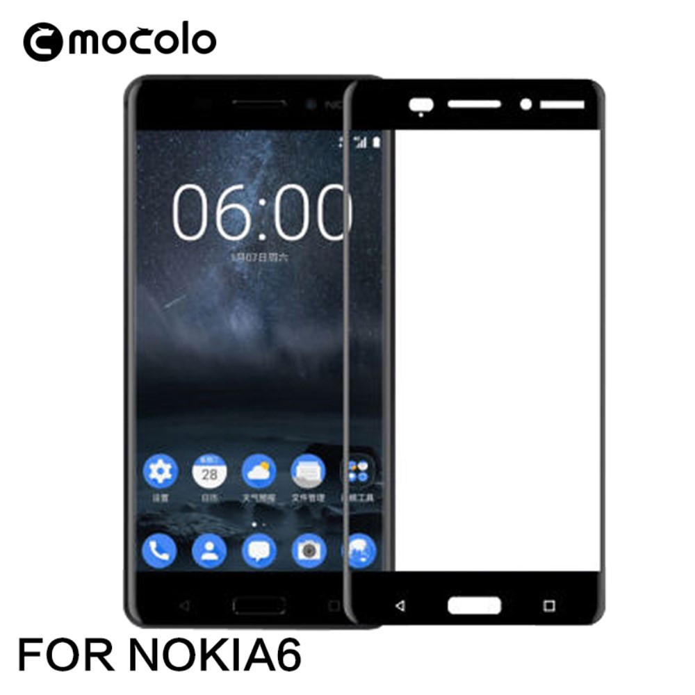 NOKIA 6 (2017) MOCOLO FIT KALJENO STEKLO S POTISKOM ČRN