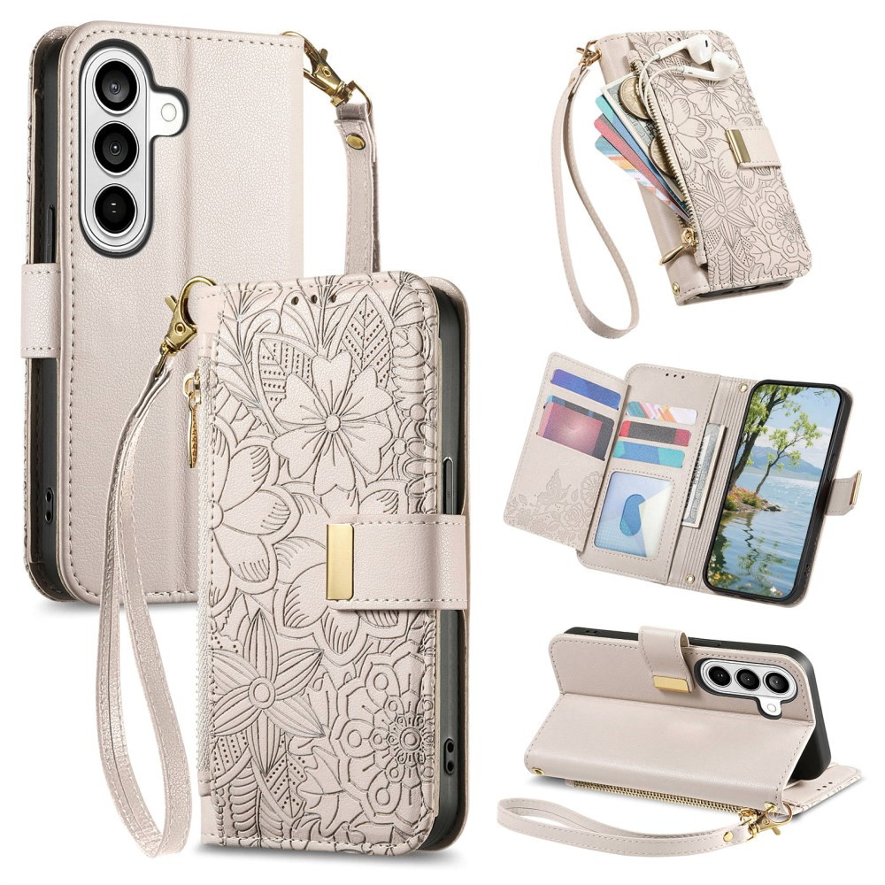 ZIPPER WALLET ODTIS CVETOV BEL ETUI ZA SAMSUNG GALAXY A37 5G