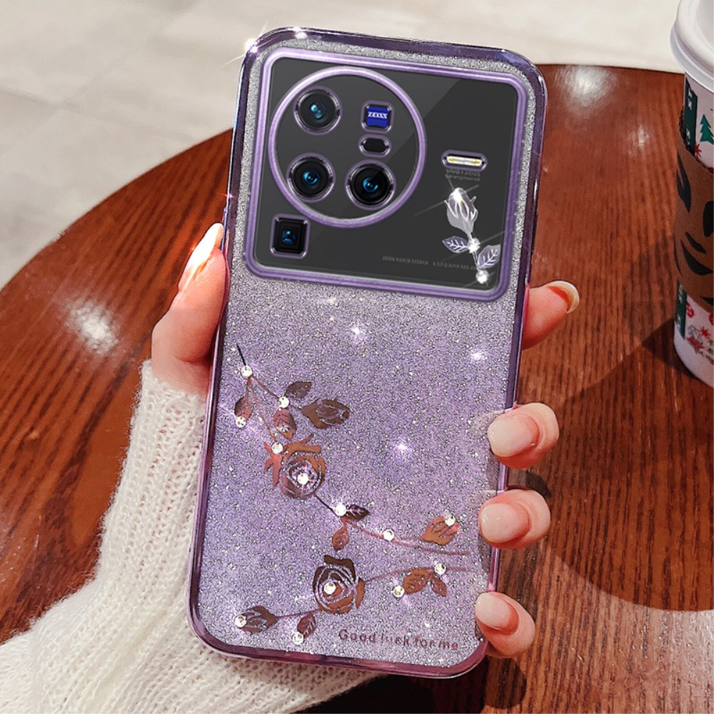 RHINESTONE GLITTER VRTNICA VIJOLIČNI OVITEK ZA VIVO X80 PRO