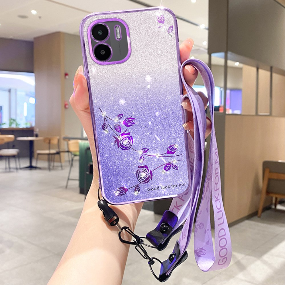 RHINESTONE GLITTER VRTNICA VIJOLIČNI Z VRVICO OVITEK ZA XIAOMI REDMI A1 / REDMI A2