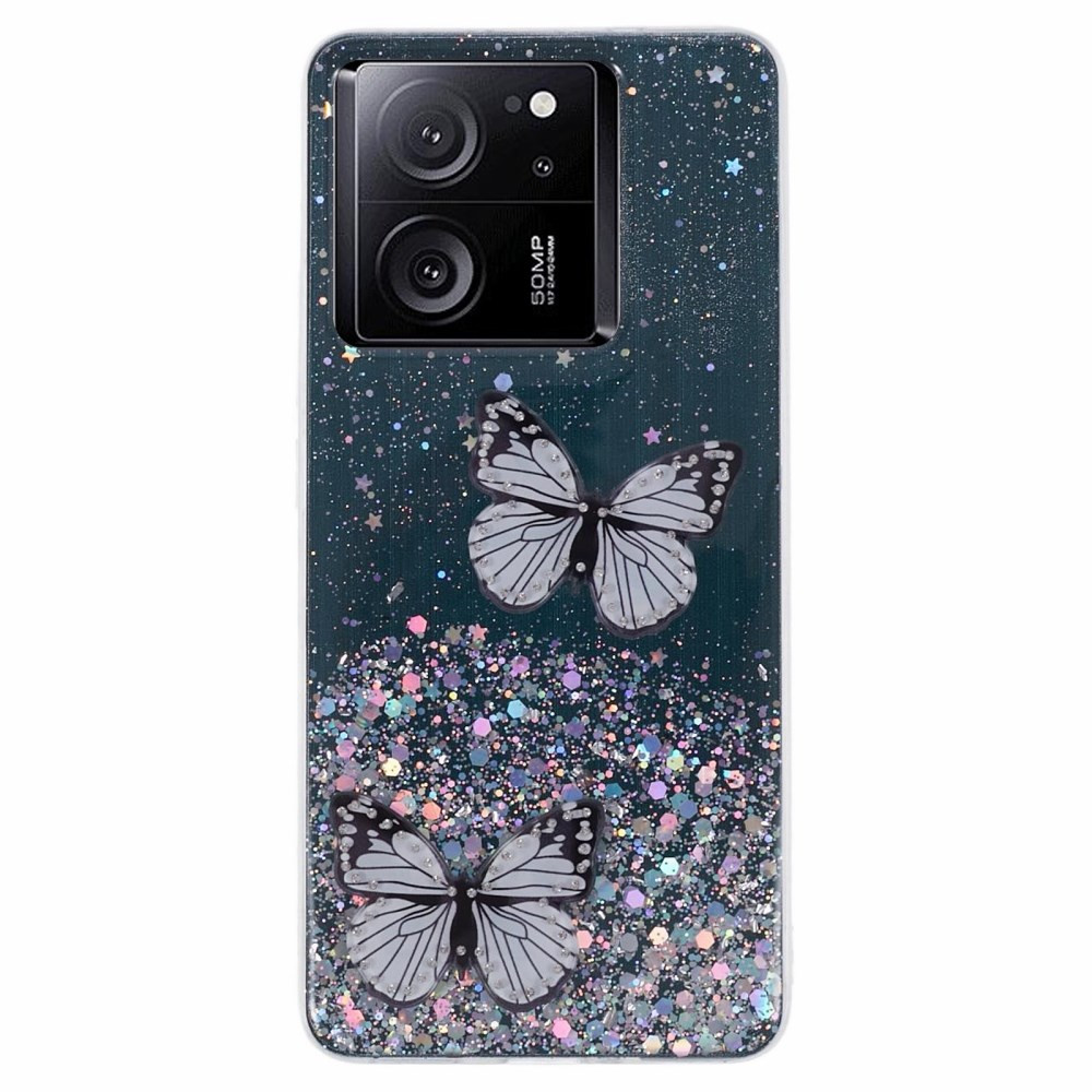 GLITTER BUTTERFLY ČRN OVITEK ZA XIAOMI 13T / 13T PRO